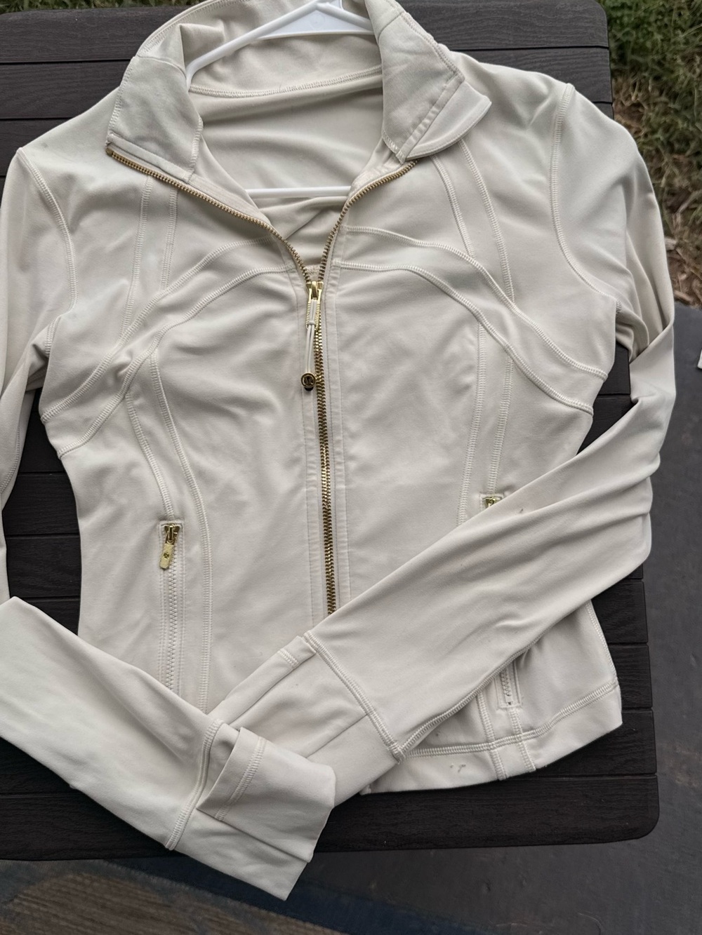 lululemon athletica Cream Zip-Up Jacket with Gold Zippers
